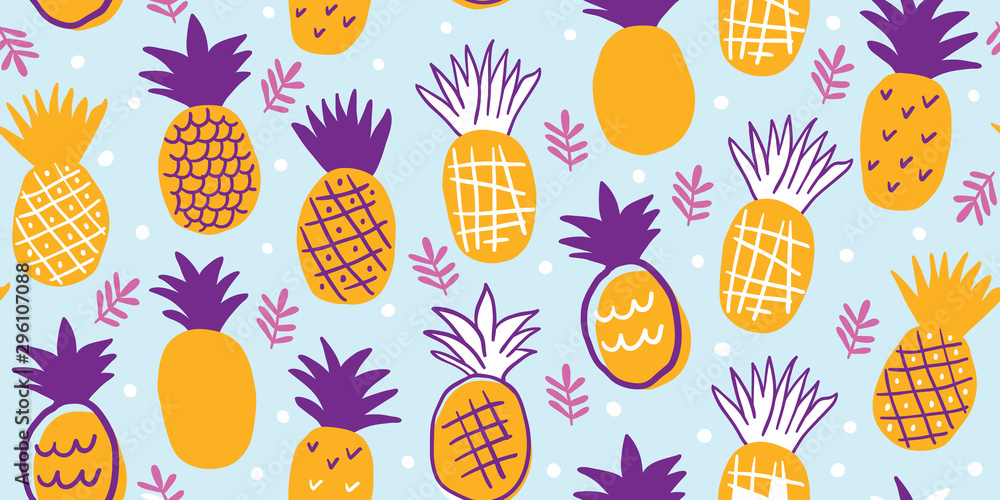 Fototapeta Colorful minimalistic pineapples pattern