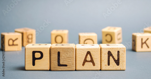 Wallpaper Mural Wooden blocks with the word Plan. Strategy planning. Management business concept. Torontodigital.ca
