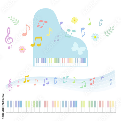 ピアノ 音符 鍵盤 素材 / vector eps