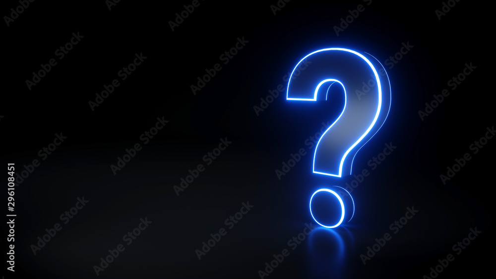 Question Mark Sign Icon With Neon Light - 3D Illustration Question Mark Sign Icon With Neon Light - 3D Illustration
