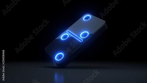 Fototapeta Naklejka Na Ścianę i Meble -  Domino Modern Design 2x2 Dots With Neon Blue Lights Isolated On The Black Background - 3D Illustration