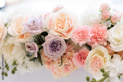 Wedding roses of different shades. Flower background