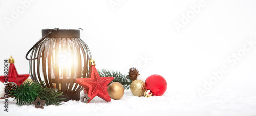 Christmas background with ornament and light atmosphere photo