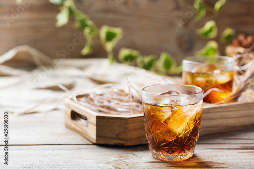 Картината върху платно Old fashioned italian cocktail negroni with gin, campari, martini vermouth