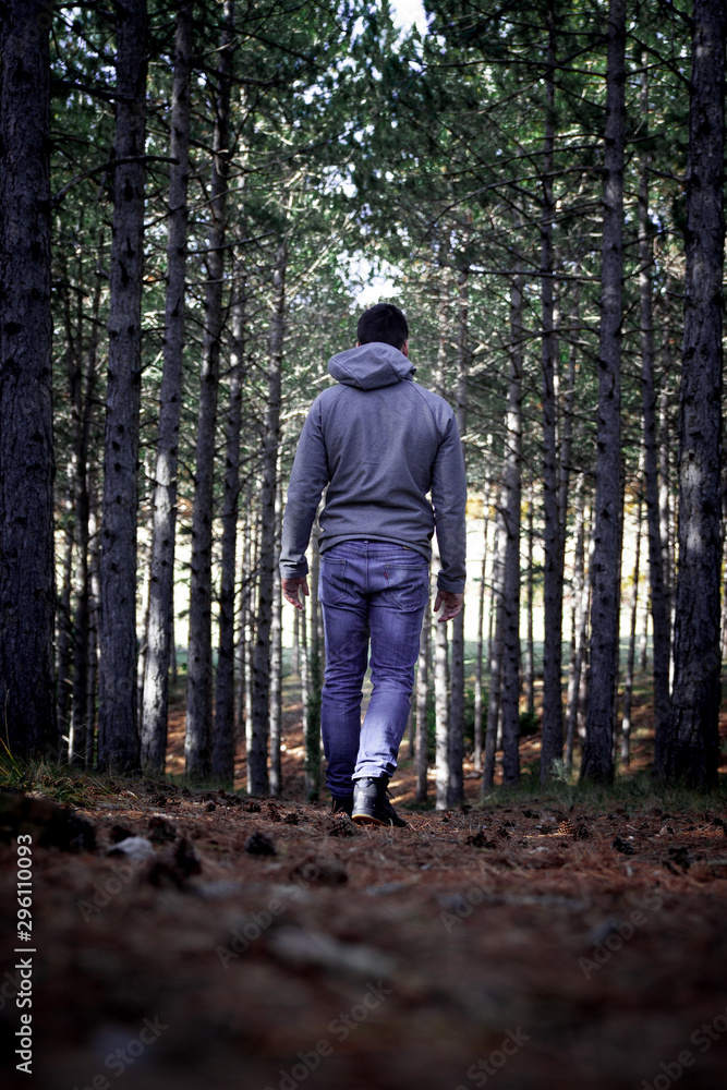 Man walking in forest Man walking in forest