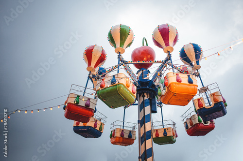 Children's carousel at the New Year's fair in Moscow, winter 2018