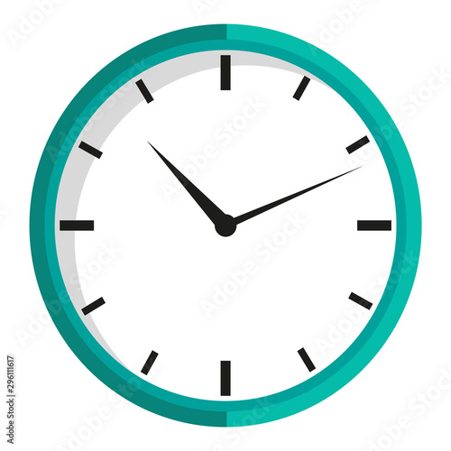 Big round clock isolated icon. Vector time measuring device, watch with minute and second pointer, mechanical timer. Timemanagement symbol, flat style