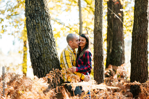 Couple enjoy at park in autumn
