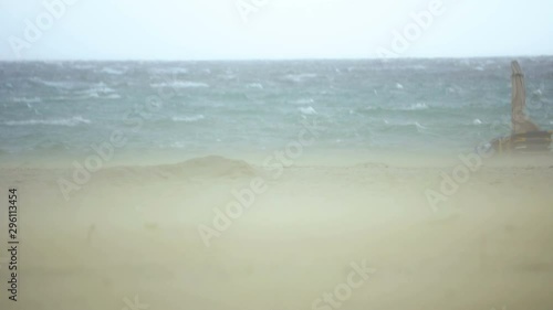 Sandstorm on California Beach, hurricane storm weather photo