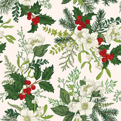 Deken met foto Kerstmis motieven patronen Christmas seamless pattern.  © Lisla