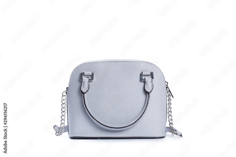 Fashionable blue female hand bag on white background Fashionable blue female hand bag on white background