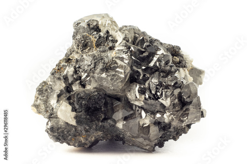 Rock of cerussite mineral from Marocco isolated on a pure white background. photo