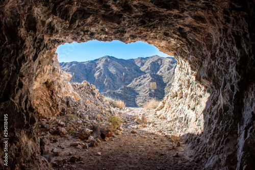 Looking out from mine shaft