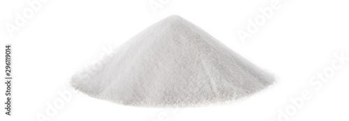 Baking soda isolated on white background. Panorama view photo