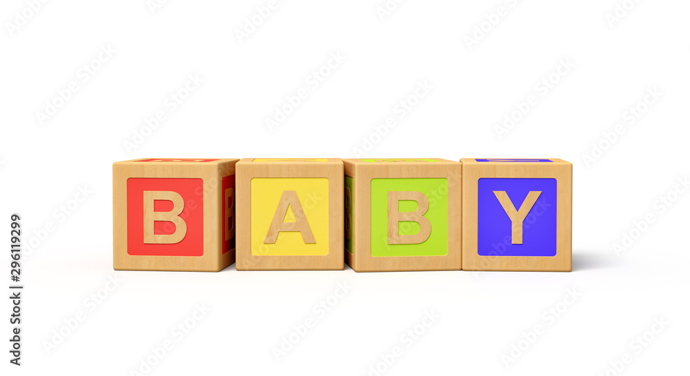 3d rendering of alphabet toy blocks.