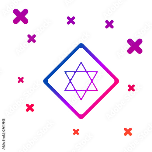 Color Star of David icon isolated on white background. Jewish religion symbol. Symbol of Israel. Gradient random dynamic shapes. Vector Illustration