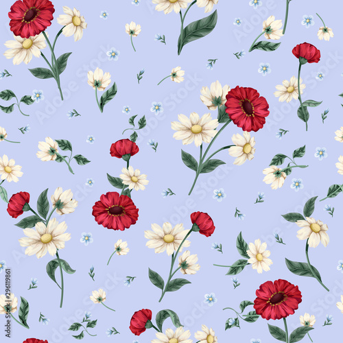 Seamless floral pattern with ditsy flowers. Vector.