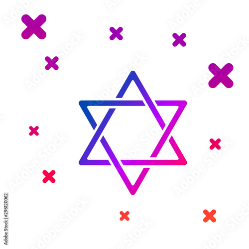 Color Star of David icon isolated on white background. Jewish religion symbol. Symbol of Israel. Gradient random dynamic shapes. Vector Illustration
