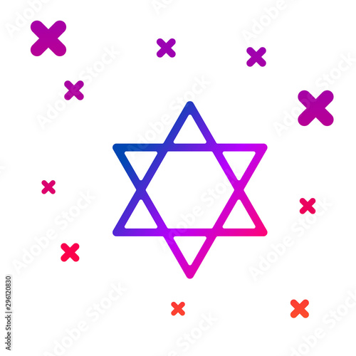 Color Star of David icon isolated on white background. Jewish religion symbol. Symbol of Israel. Gradient random dynamic shapes. Vector Illustration