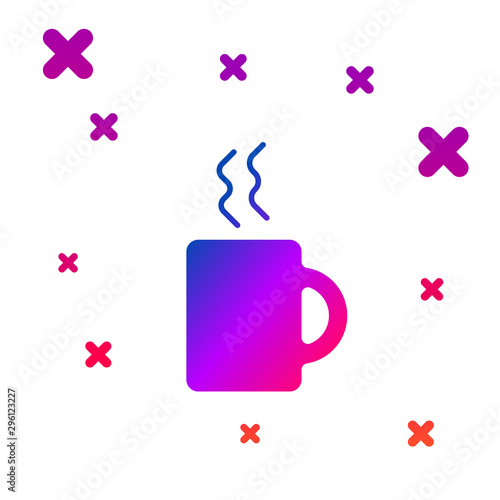 Color Coffee cup icon isolated on white background. Tea cup. Hot drink coffee. Gradient random dynamic shapes. Vector Illustration
