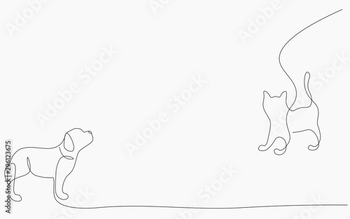 Dog and cat animal silhouette, cute pet vector illustration