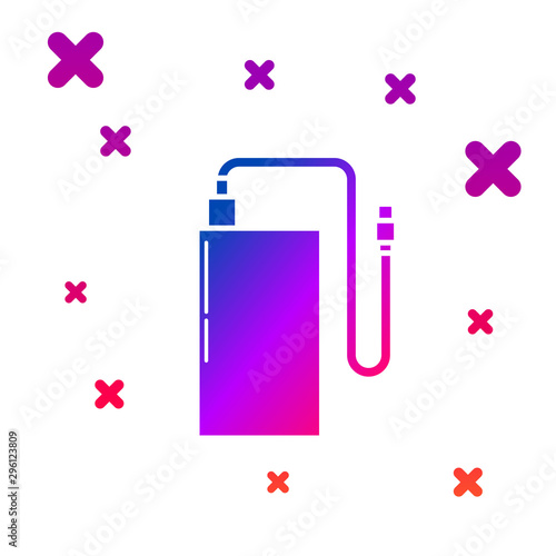 Color Power bank with different charge cable icon isolated on white background. Portable charging device. Gradient random dynamic shapes. Vector Illustration