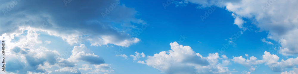 Panorama sky with cloud on a sunny day. Beautiful cirrus cloud. Panoramic image. Panorama sky with cloud on a sunny day. Beautiful cirrus cloud. Panoramic image.