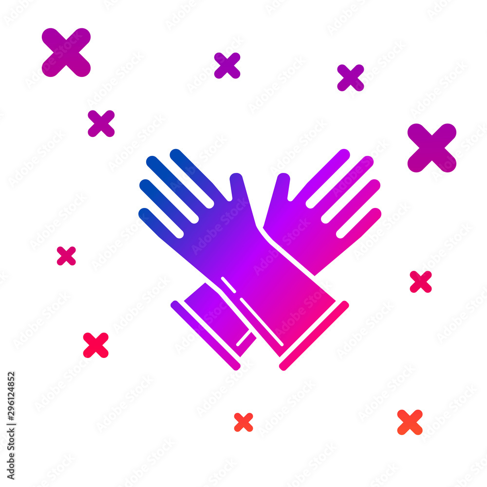 Color Rubber gloves icon isolated on white background. Latex hand  protection sign. Housework cleaning equipment symbol. Gradient random  dynamic shapes. Vector Illustration Stock Vector | Adobe Stock