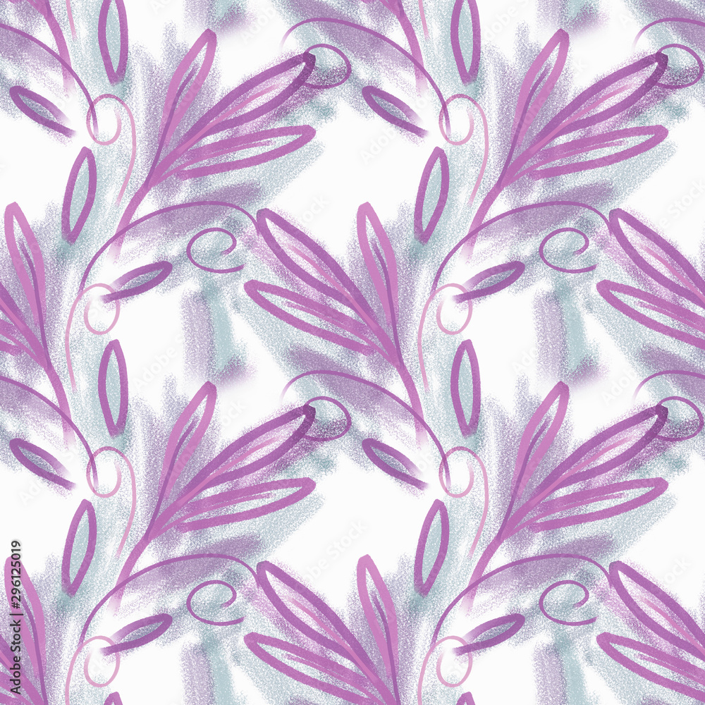 Chalk Leaves Seamless Pattern. Chalk Leaves Seamless Pattern.