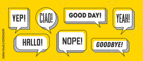 Speech Bubble. Set of 3d and 2d line speech bubble