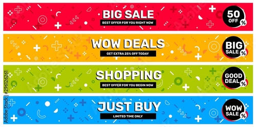 Vector set of sale banner template with graphic label on differe