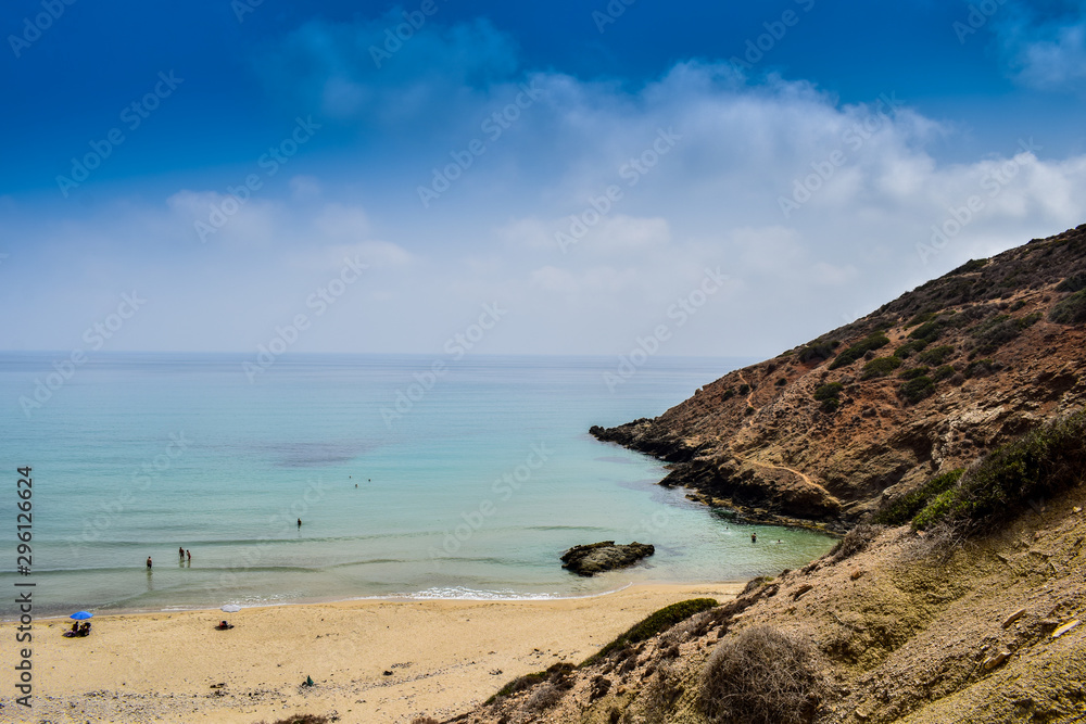 Panoramic View of Tibouda Beach, Mediterranean Moroccan Coast, Morocco Panoramic View of Tibouda Beach, Mediterranean Moroccan Coast, Morocco