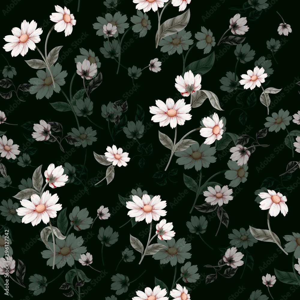 Seamless floral pattern with ditsy flowers. Vector.