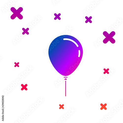 Color Balloon with ribbon icon isolated on white background. Gradient random dynamic shapes. Vector Illustration
