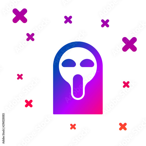 Color Funny and scary ghost mask for Halloween icon isolated on white background. Happy Halloween party. Gradient random dynamic shapes. Vector Illustration
