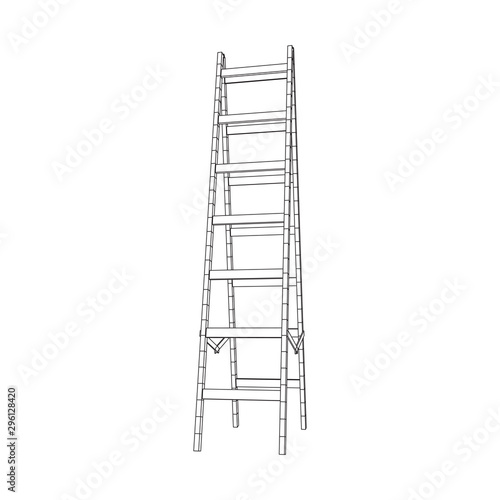 Step ladder. Wireframe low poly mesh vector illustration