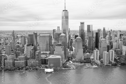 Photography New York Skyline from above Black and White Image, Manhattan architecture photog