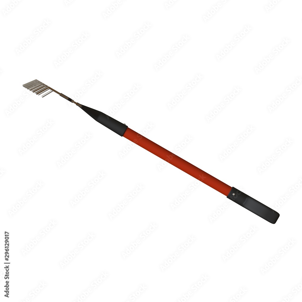 Garden rake on a white background, isolate. 3D rendering of excellent quality in high resolution. It can be enlarged and used as a background or texture. Garden rake on a white background, isolate. 3D rendering of excellent quality in high resolution. It can be enlarged and used as a background or texture.