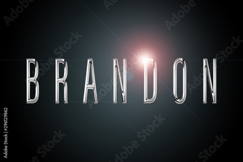 фотографія first name Brandon in chrome on dark background with flashes