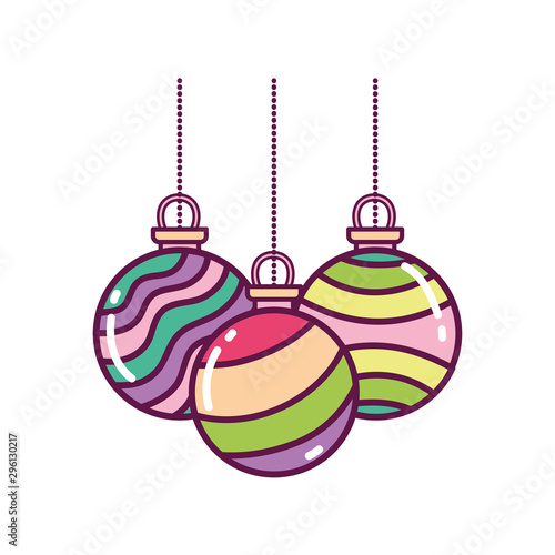 colored striped balls decoration merry christmas icon