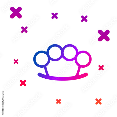 Color Brass knuckles icon isolated on white background. Gradient random dynamic shapes. Vector Illustration
