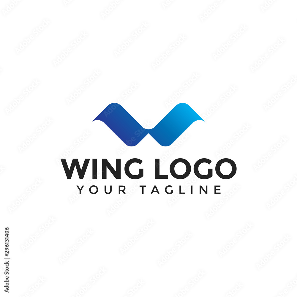 Initial of Letter W Wings Logo Design Template Stock Vector | Adobe Stock