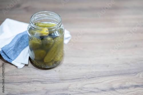 Pickled cucumbers, gherkins, dill, vegetable, food photography, tea towel
