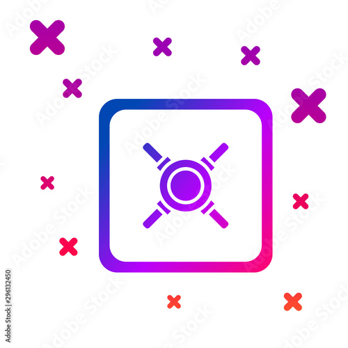 Color Safe icon isolated on white background. The door safe a bank vault with a combination lock. Reliable Data Protection. Gradient random dynamic shapes. Vector Illustration