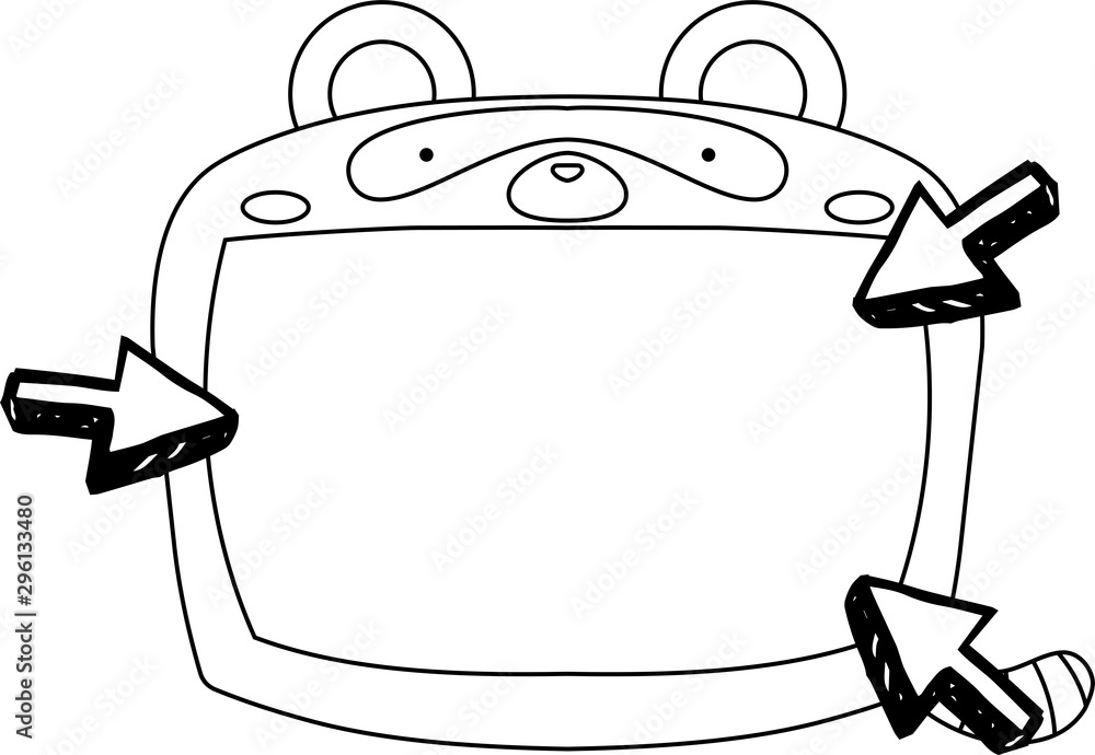 Cute Raccoon whiteboard Monochrome outline Cute Raccoon whiteboard Monochrome outline
