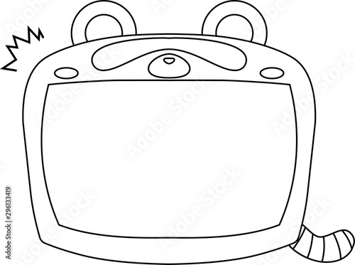 Cute Raccoon whiteboard Monochrome outline