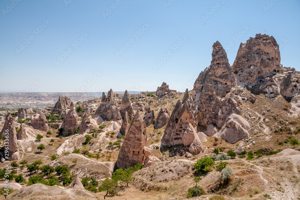 Rocks with cave houses at Uchisar, Cappadocia, Turkey Rocks with cave houses at Uchisar, Cappadocia, Turkey