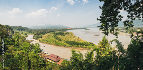 Golden Triangle area located along the Mekong river in Chiang Saen. It is border of three countries, Thailand, Laos and Myanmar. photo