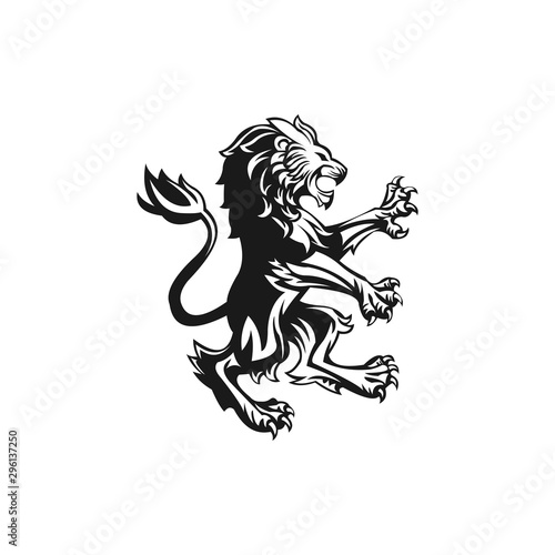 Lion logo vector illustration, emblem design.
