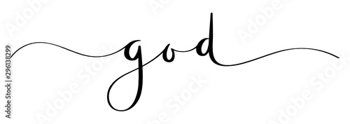 GOD vector brush calligraphy banner with swashes